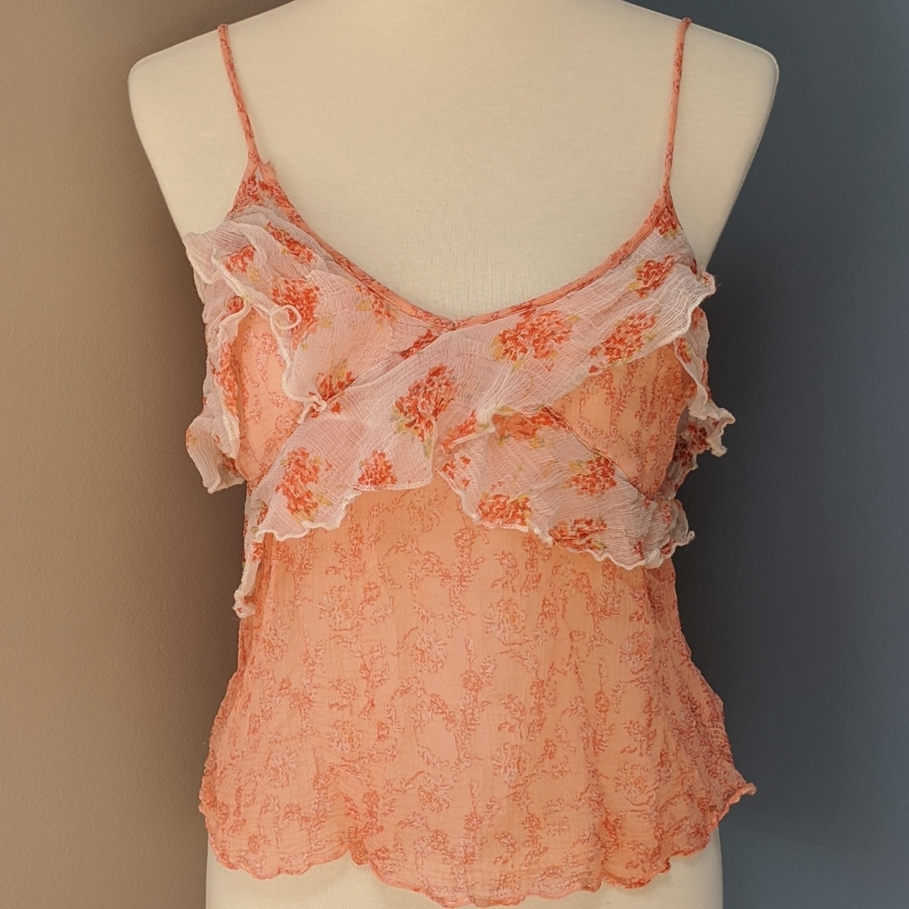 Free People Floral Sherbert Babydoll Top
